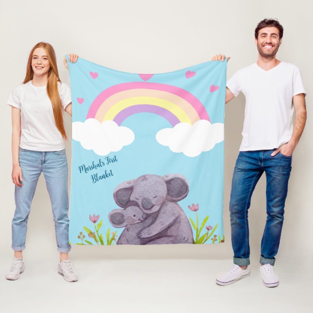Personalisiert Rainbow Koala Animal Fleece Blanket (Beispiel)