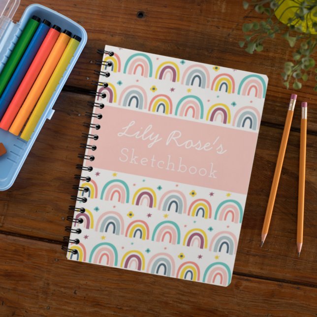 Personalisiert Rainbow Pattern Sketchbook-Notebook Notizbuch (Von Creator hochgeladen)
