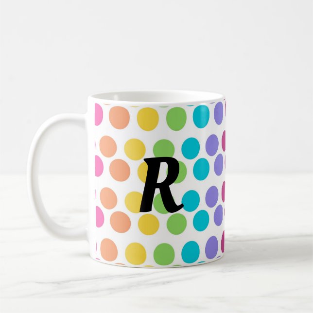 Personalisiert Rainbow Polka Dot Kaffeetasse (Links)