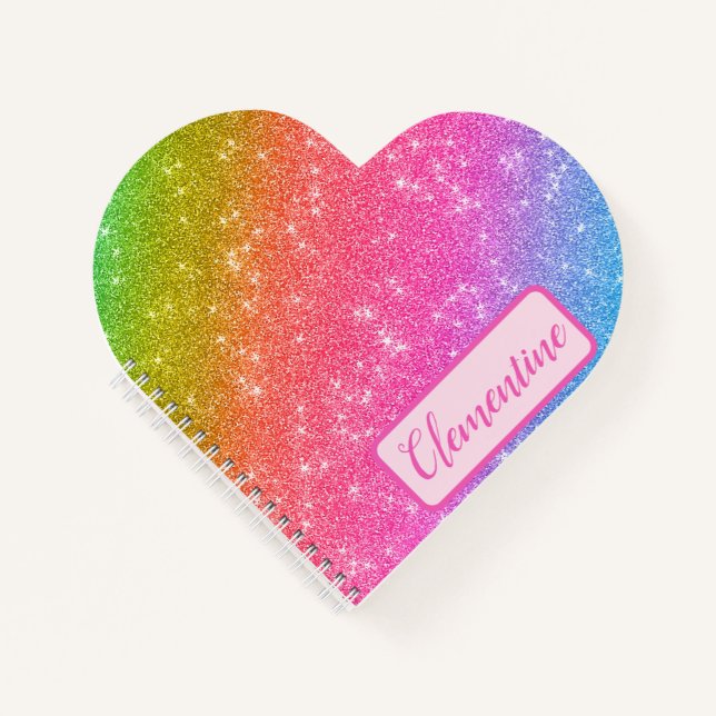 Personalisiert Rainbow Starry Heart Sketchbook Edi Notizbuch (Vorderseite)