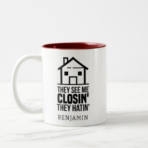 Personalisiert Real Anwesen Agent Funny Retirement Zweifarbige Tasse