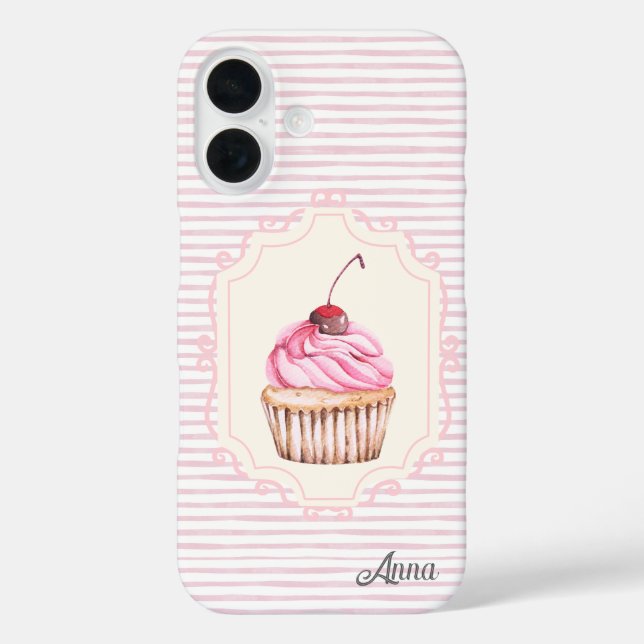 Personalisiert Real Shabby Chic cupcake 70er Pink Case-Mate iPhone Hülle (Rückseite)