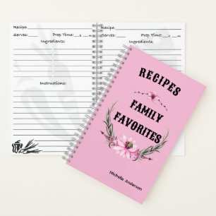 Personalisiert Recipe Organizer Notebook: Blumenko Notizbuch