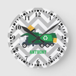 Personalisiert Recycelnd Müllwagen Runde Wanduhr