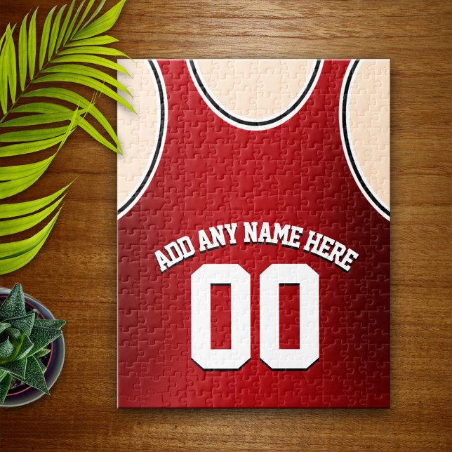 Personalisiert Red and Black Basketball Jersey Puzzle (Von Creator hochgeladen)
