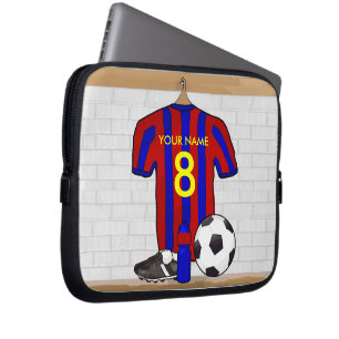 Personalisiert Red and Blue Football Soccer Jersey Laptopschutzhülle