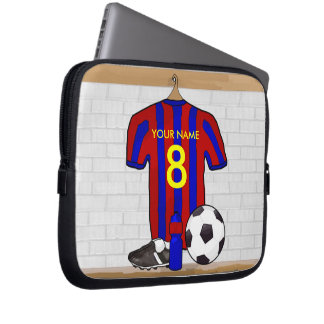 Personalisiert Red and Blue Football Soccer Jersey Laptopschutzhülle