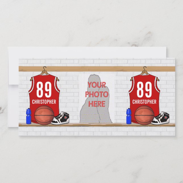 Personalisiert Red and White Basketball Jersey (Vorderseite)