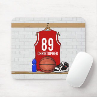 Personalisiert Red and White Basketball Jersey Mousepad