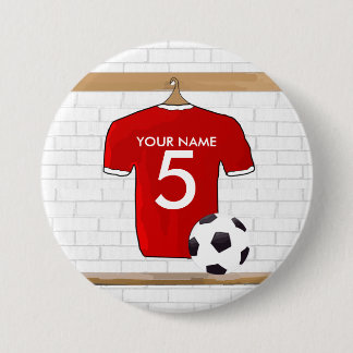 Personalisiert Red and White Football Soccer Jerse Button