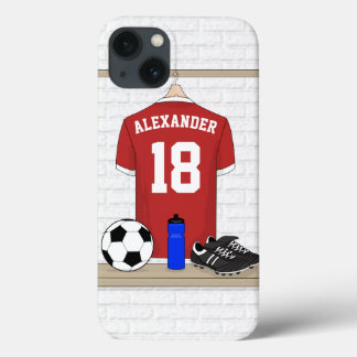 Personalisiert Red and White Football Soccer Jerse Case-Mate iPhone Hülle
