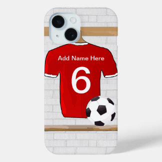 Personalisiert Red and White Football Soccer Jerse Case-Mate iPhone Hülle