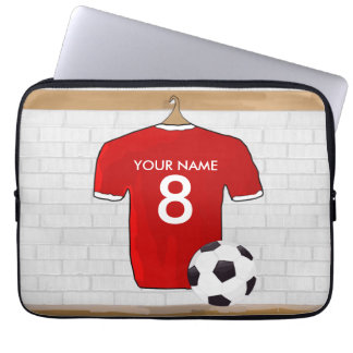 Personalisiert Red and White Football Soccer Jerse Laptopschutzhülle