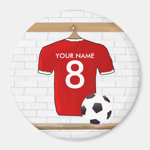 Personalisiert Red and White Football Soccer Jerse Magnet