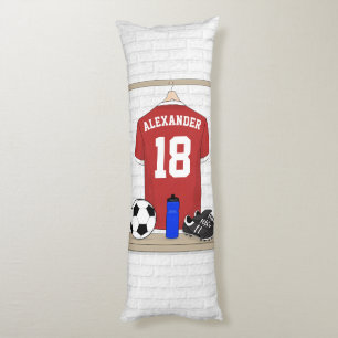 Personalisiert Red and White Football Soccer Jerse Seitenschläferkissen