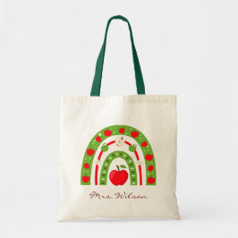 Personalisiert Red Apple Rainbow Teacher Tragetasche