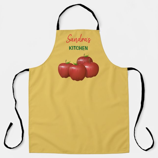 Personalisiert Red Apple Themed Kitchen Schürze (Vorderseite)