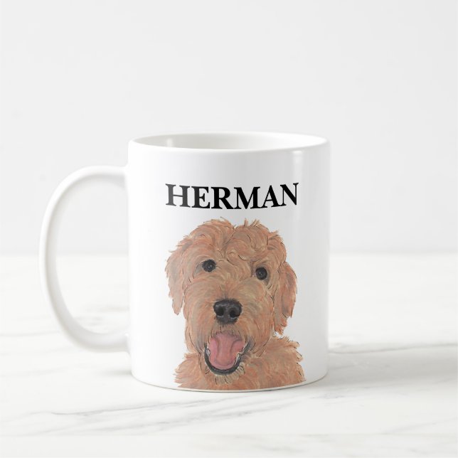 Personalisiert Red Apricot Golden Doodle Kaffeetasse (Links)