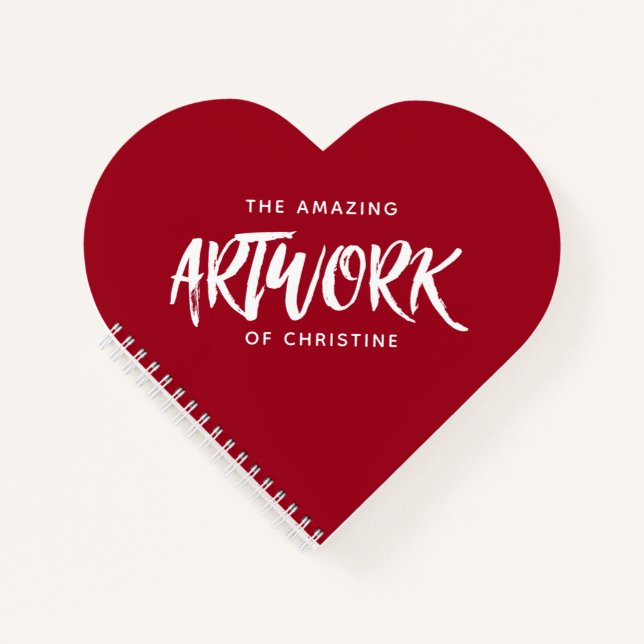 Personalisiert Red Artist Heart Sketchbook Notizbuch (Vorderseite)