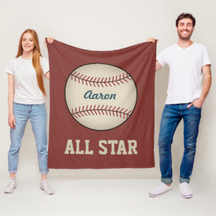 Personalisiert Red Baseball Fleece Blanket