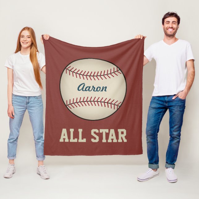 Personalisiert Red Baseball Fleece Blanket (Beispiel)