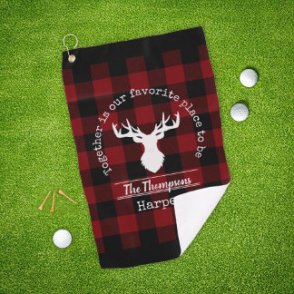Personalisiert Red & Black Buffalo Kariert Lumberj Golfhandtuch