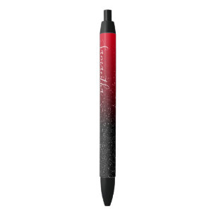 Personalisiert Red Black Ombre Glitzer Kugelschreiber