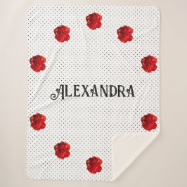 Personalisiert Red Blume Polka Dot Sherpadecke