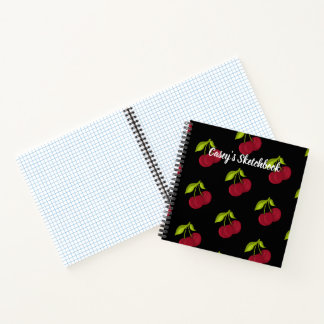 Personalisiert Red Cherry Sketchbook Journal Notizbuch