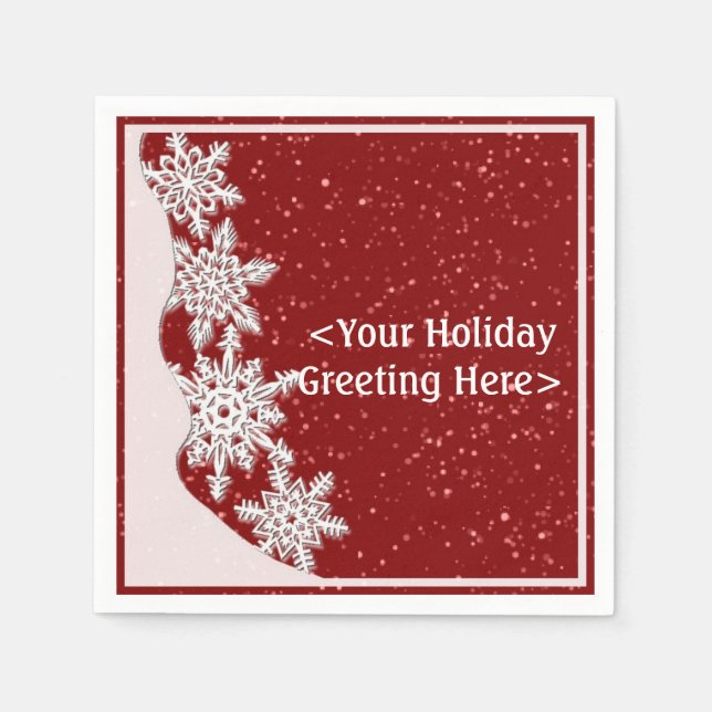 Personalisiert Red Christmas Snowflake Napkins Serviette (Vorderseite)
