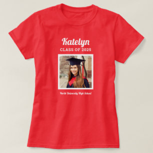 Personalisiert Red Class of 2024 Abschluss Foto T-Shirt