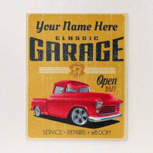 Personalisiert Red Classic Lkw Garage Puzzle