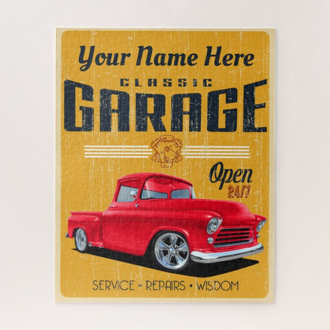 Personalisiert Red Classic Lkw Garage Puzzle (Vertikal)