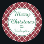 Personalisiert Red Custom Christmas Stickers<br><div class="desc">Passen Sie diese klassischen Ferienaufkleber an,  indem Sie den Namen ändern. Verwenden Sie diese Aufkleber für die Küche,  Backen,  Weihnachten,  Pakete,  etc...  Das Design ist von der ursprünglichen Kunst.</div>