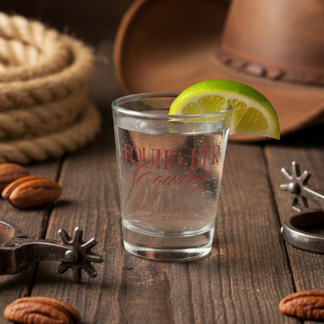 Personalisiert Red fand ihren Cowboy Bachelorette Schnapsglas (Pack your boots and cowboy hat for an epic bachelorette weekend! )
