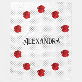 Personalisiert Red Floral Polka Dot Fleecedecke