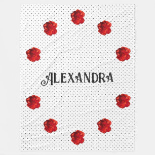 Personalisiert Red Floral Polka Dot Fleecedecke