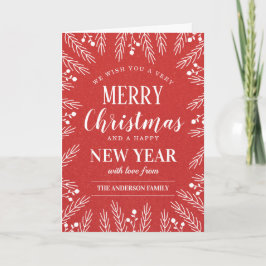 Personalisiert Red Frory Christmas Happy New Year Karte