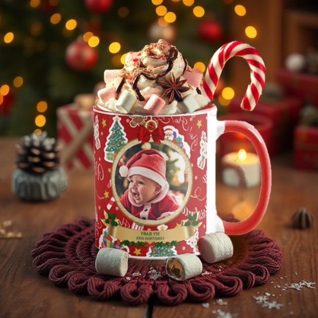 Personalisiert Red Frory Christmas HO!HO!HO!HO! Tasse (Von Creator hochgeladen)