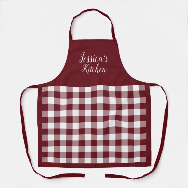 Personalisiert Red Gingham Schürze (Vorderseite)