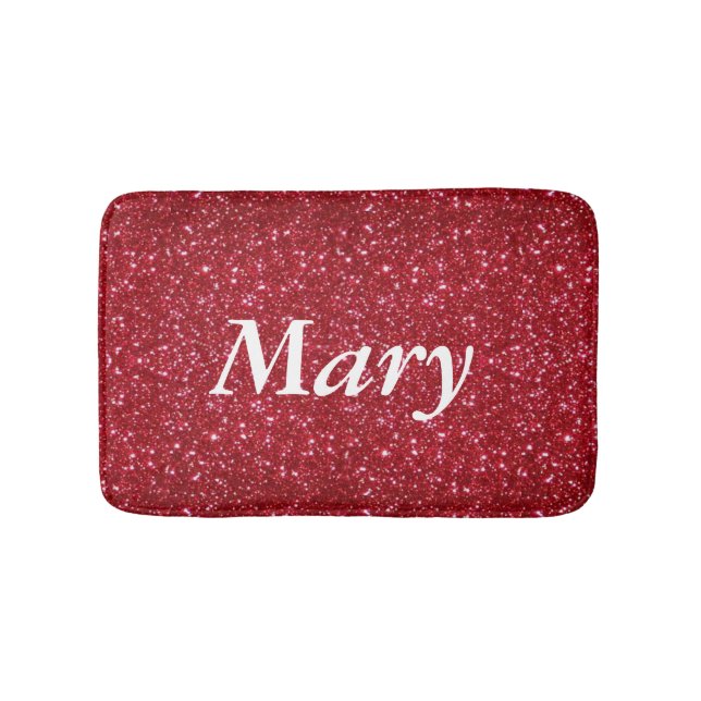 Personalisiert Red Glitzer Bath Mat Badematte (Vorderseite)