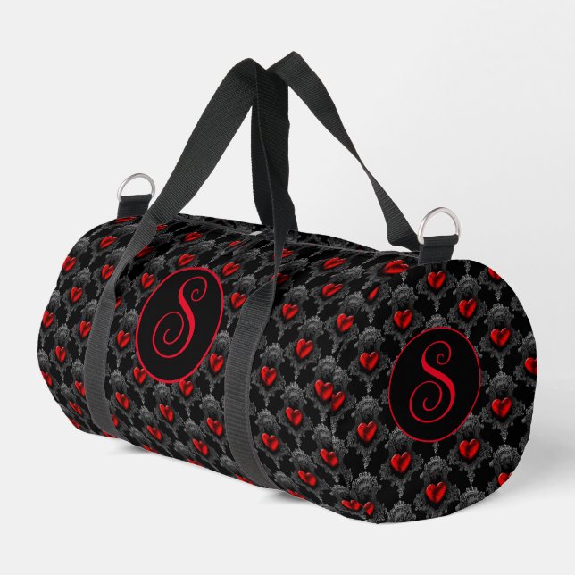 Personalisiert Red Goth Heart Duffle Bag (Linke Seite)
