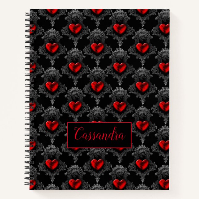 Personalisiert Red Goth Heart Notizbuch (Vorderseite)