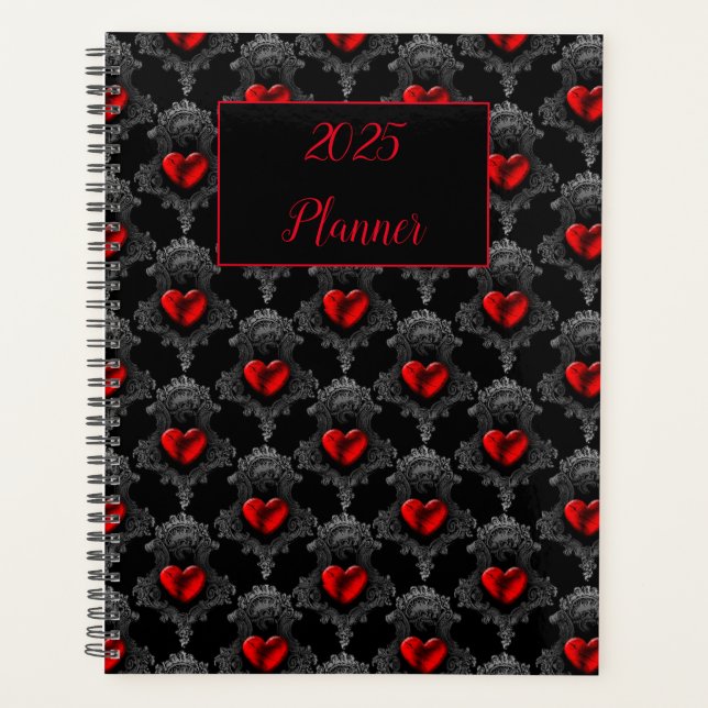 Personalisiert Red Goth Heart Planer (Vorderseite)