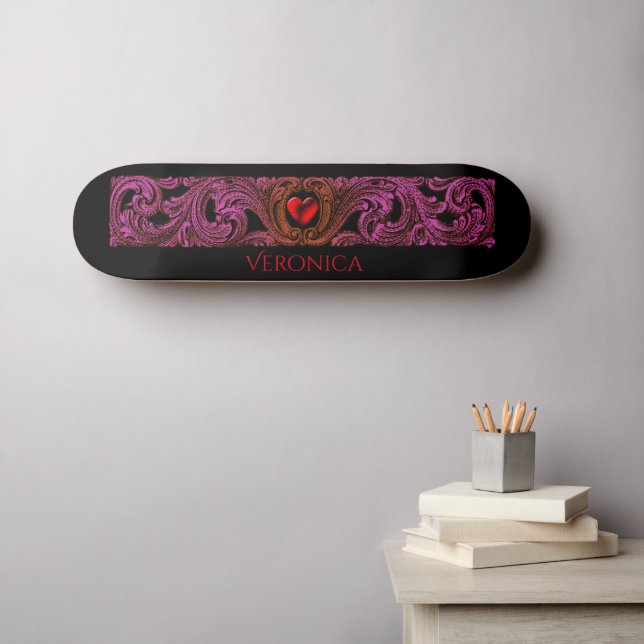 Personalisiert Red Goth Heart Skateboard (Wandkunst (Horz))