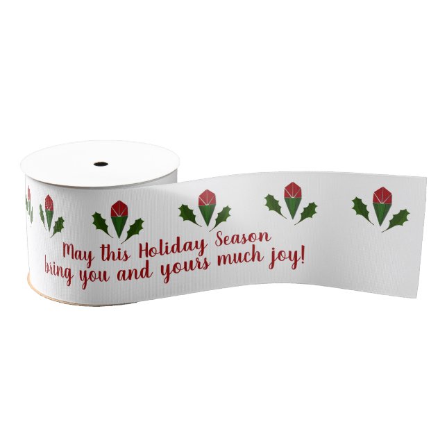 Personalisiert Red & Green Elegante Weihnachten Ripsband (Spule)