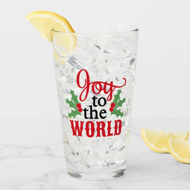 Personalisiert Red & Green "Joy to the World" Typ Glas (Vorderseite Ice)