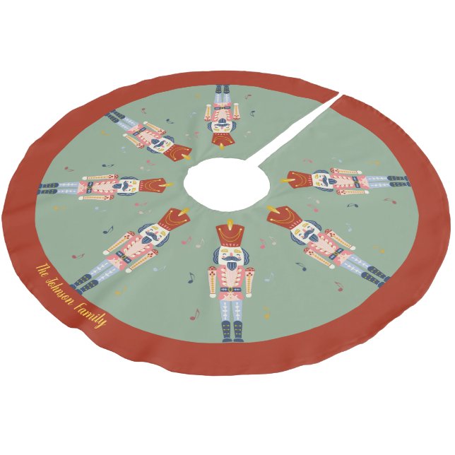Personalisiert Red Green Nutcracker Ballettmusik Polyester Weihnachtsbaumdecke (Schrägansicht)