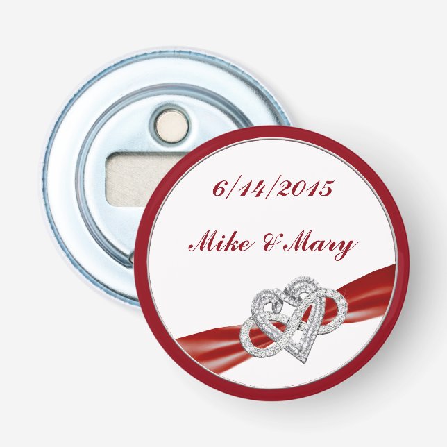 Personalisiert Red Infinity Heart Bottle Opener Flaschenöffner (Vorderseite)