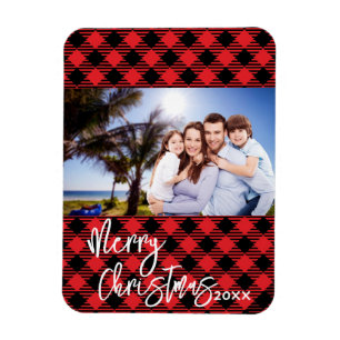 Personalisiert Red Kariert Christmas Frame Magnet 